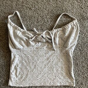 White Crochet Camisole with Tie Front
